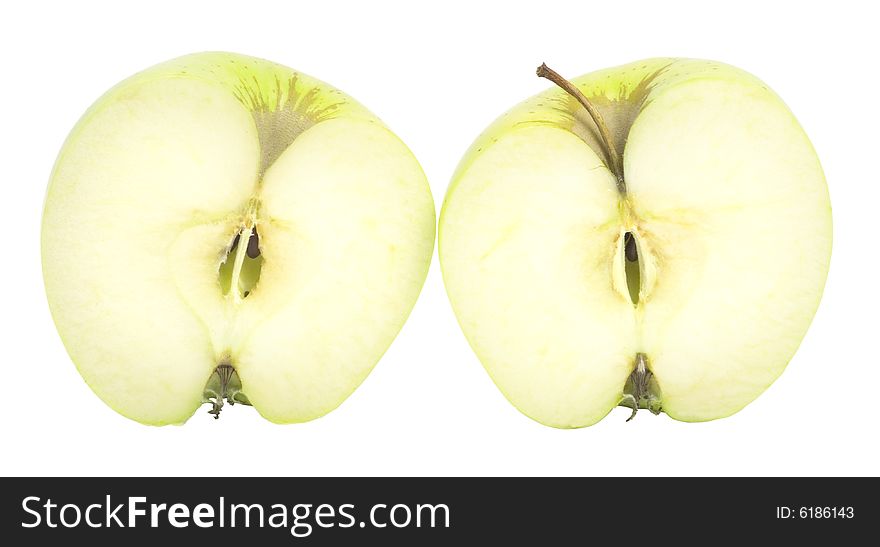Nice fresh yellow sliced apples isolated over white with clipping path. Nice fresh yellow sliced apples isolated over white with clipping path
