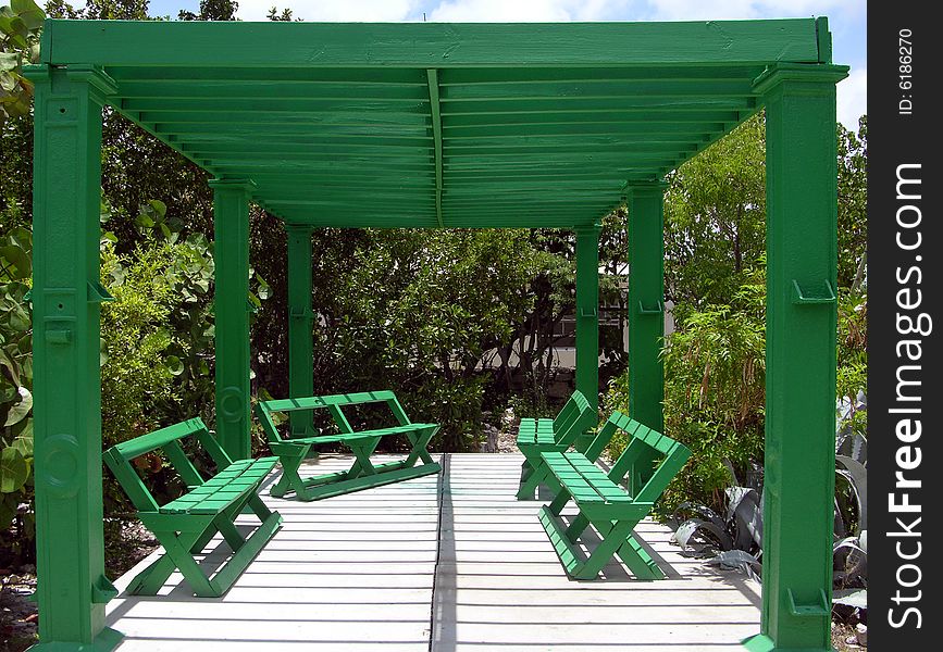 The green arbour in a park on Grand Turk island, Turks & Caicos. The green arbour in a park on Grand Turk island, Turks & Caicos.