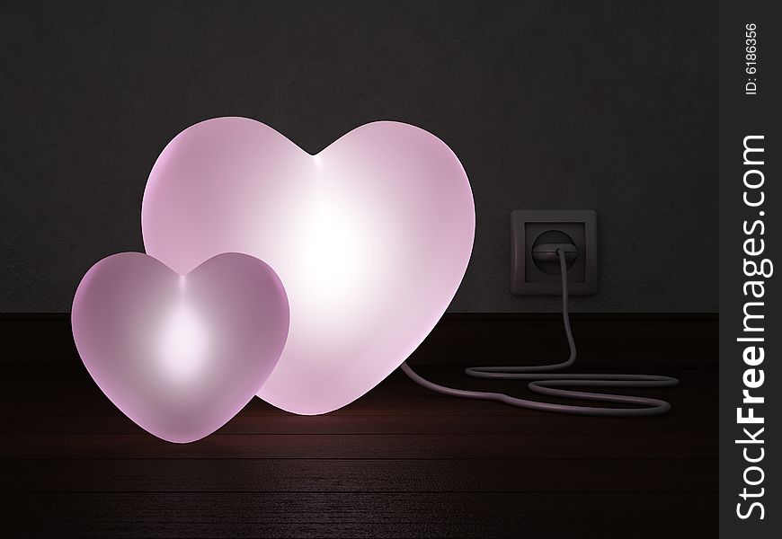 3d illustration of heart shaped lamp
