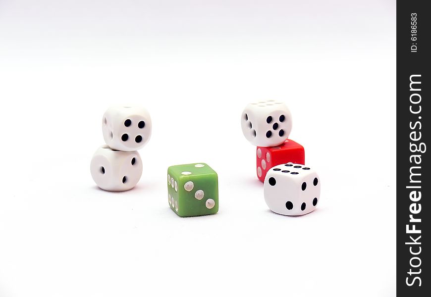 Playing dices isolated on the white background.