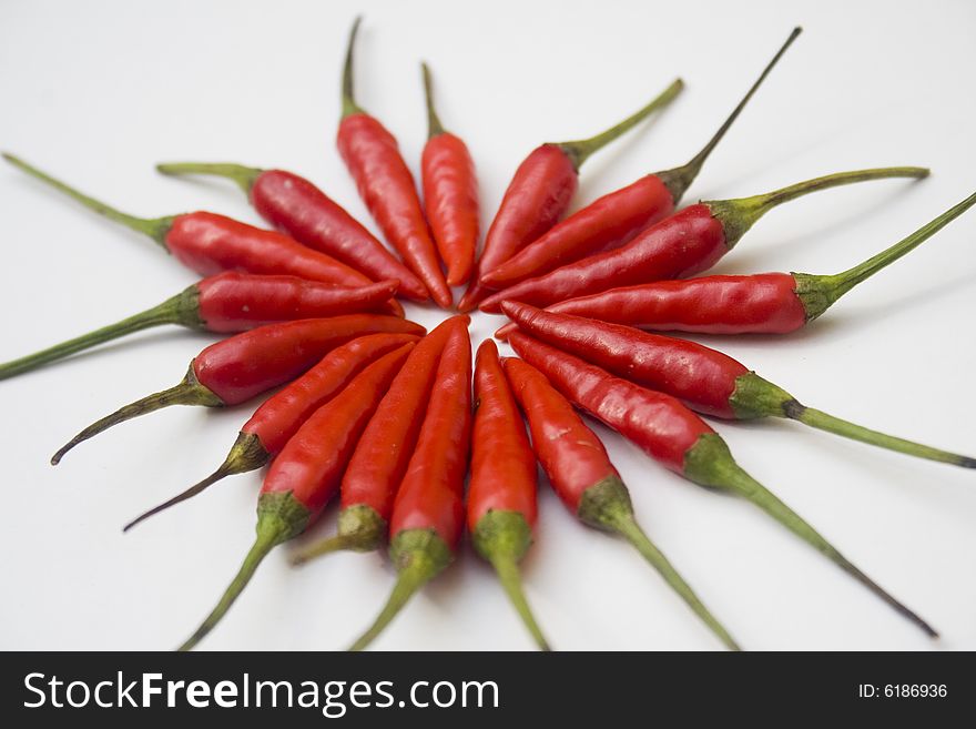 Chili  Peppers Against White