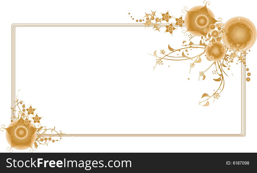 Golden christmas themed frame with intricate floral arabesques vector illustration. Golden christmas themed frame with intricate floral arabesques vector illustration