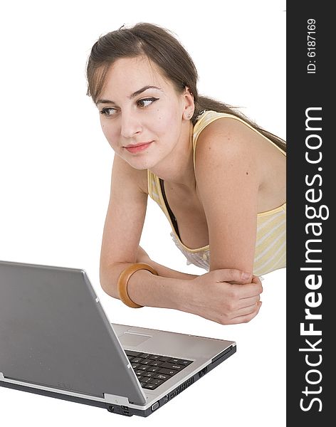 An attractive young girl with laptop