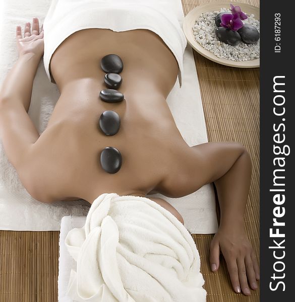 Hot stone treatment in spa