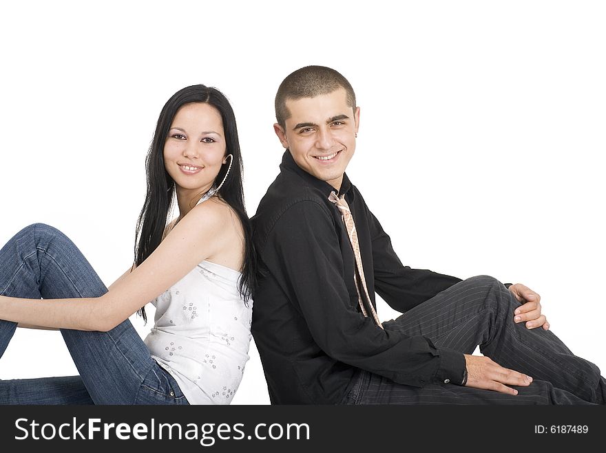 Man and woman sitting down. Man and woman sitting down