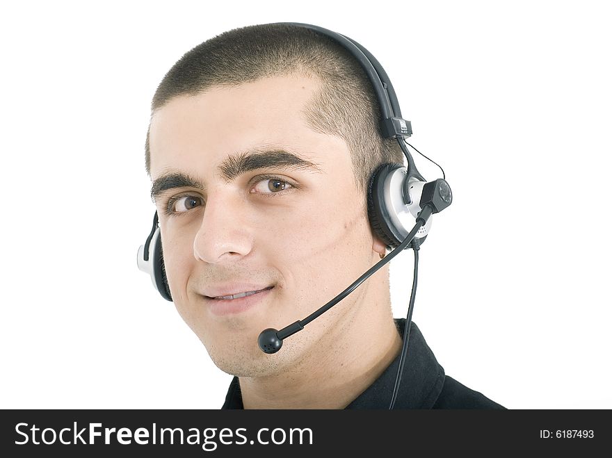 An young man with headphones