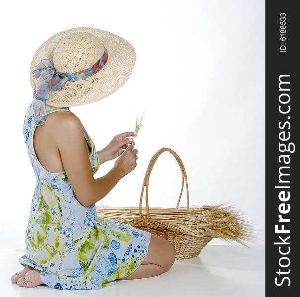 Country woman with straw hat