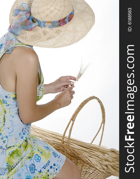 Country woman with straw hat