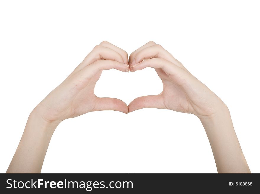 Female hands in heart shape