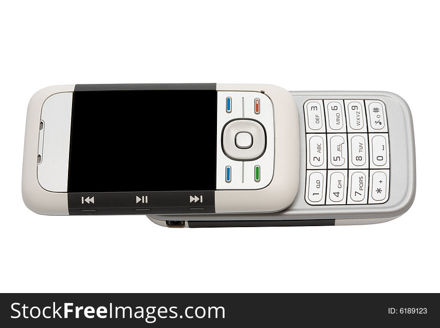 Modern mobile phone on a white background