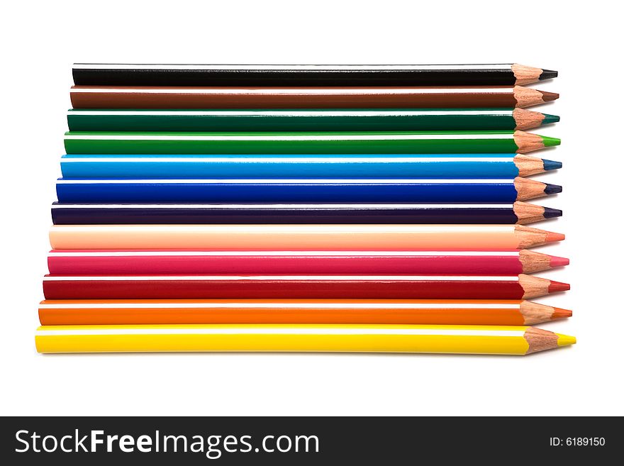 Beautiful color pencils on a white background