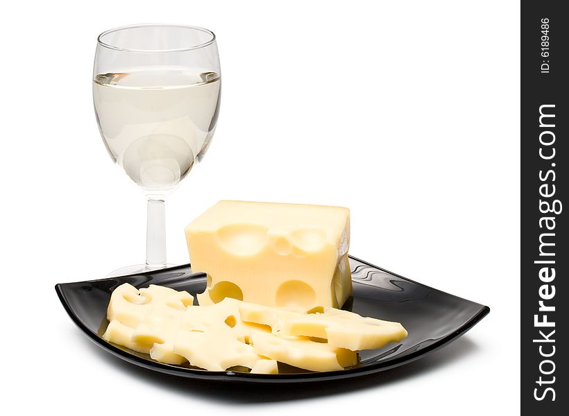 Wine In A Glass And Cheese