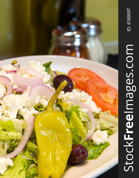 An image of a fresh delicious Greek salad. An image of a fresh delicious Greek salad
