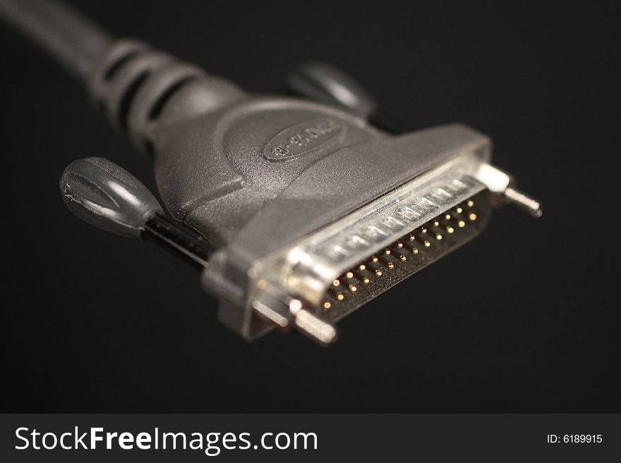 Photo of a printer cable connection.