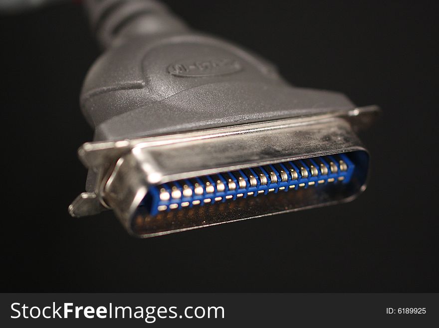 Photo of a printer cable connection.