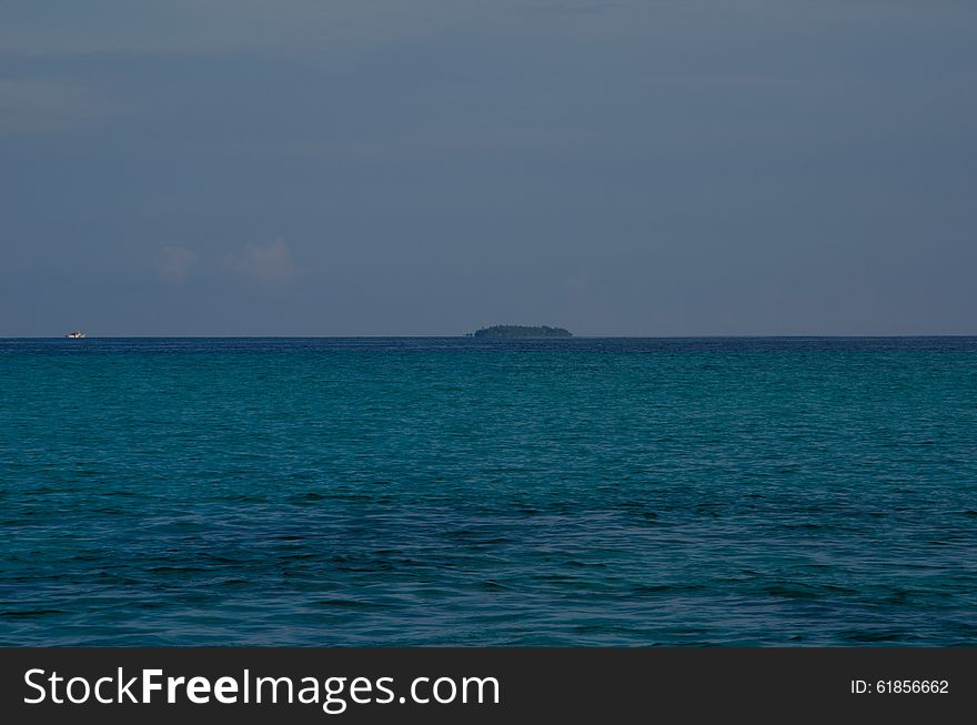 Tropical Island At Sunset Time