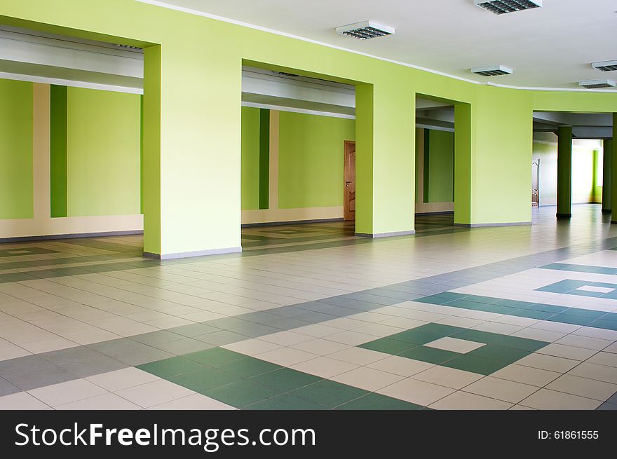 Long empty hall in office building