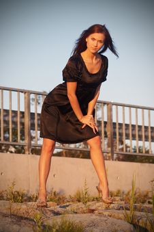 Young Lady In Black Dress Royalty Free Stock Photos