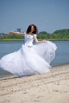 Bride On A Beach Royalty Free Stock Photography
