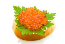 Isolated Sandwich With Red Salmon Caviar Royalty Free Stock Images Isolated Sandwich With Red Salmon Caviar Royalty Free Stock Images