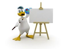 Duck With Empty Canvas Stock Photography