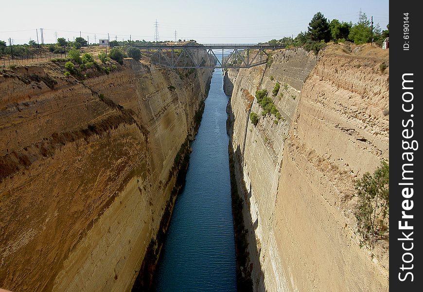 The Corinth Canal. Greece. View from the bridge.