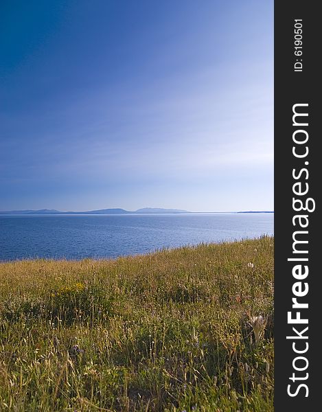 Yellowstone Lake with Washburn Range in the Yellowstone National Park.