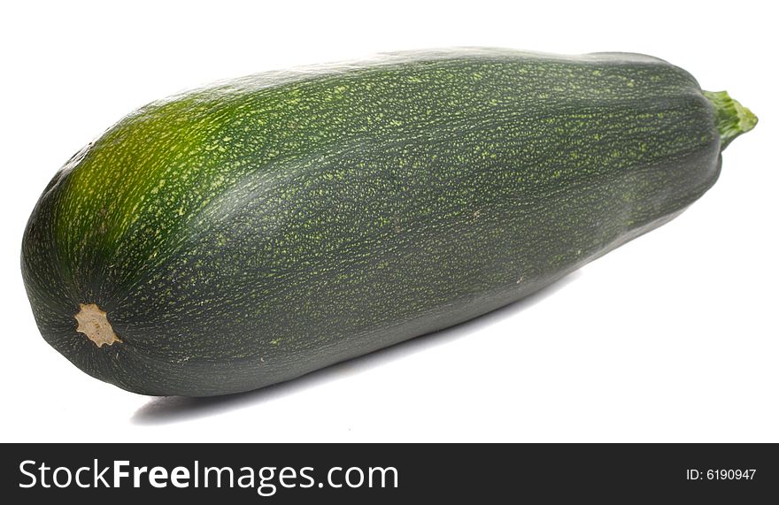 Close-up single green marrow, isolated on white. Close-up single green marrow, isolated on white