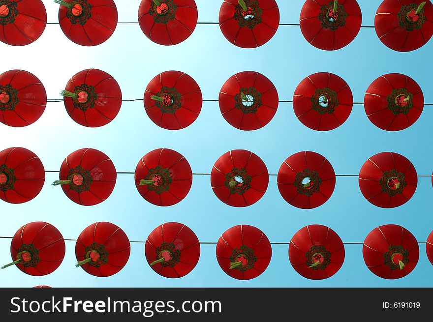 Shanghai - traditional Chinese decoration for New Year - hundreds of red lantern. Shanghai - traditional Chinese decoration for New Year - hundreds of red lantern.