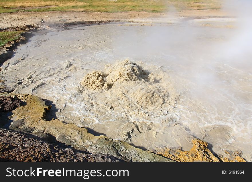 The scenery at Mud Volcano area in Yellowstone National Park