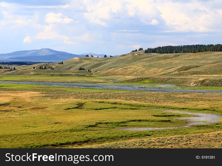 The scenery along the Yellowstone River in Yellowstone National Park