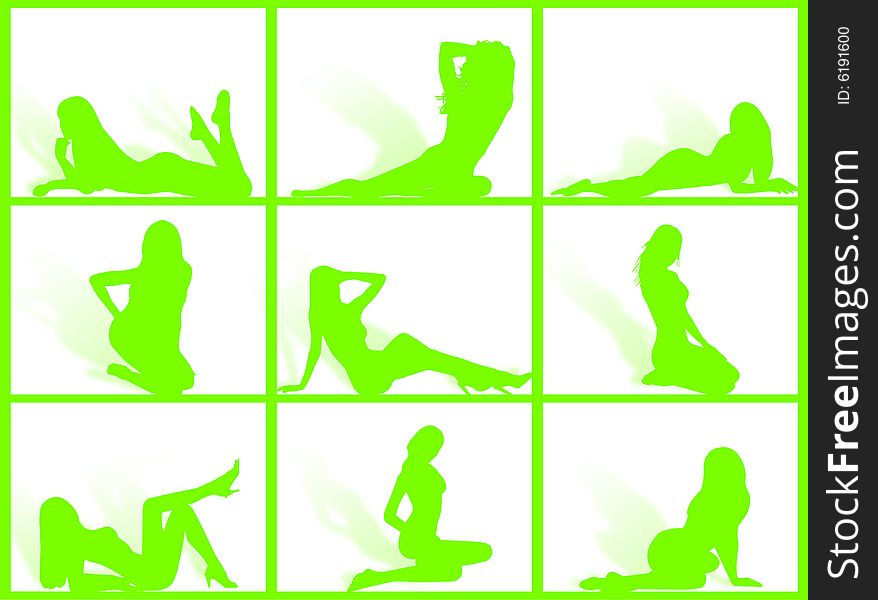 Women silhouettes in different poses and attitudes. Women silhouettes in different poses and attitudes