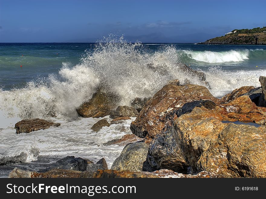 Waves reef sea seascape colors. Waves reef sea seascape colors