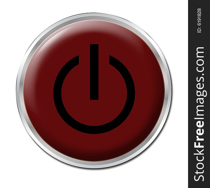 Red button with the symbol On/Off. Red button with the symbol On/Off