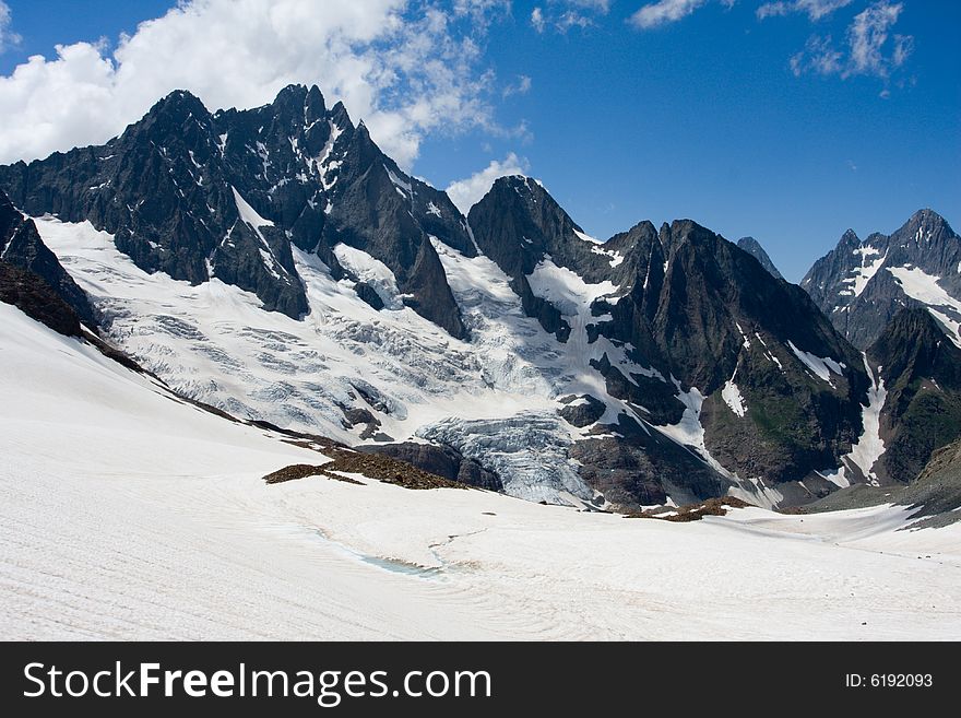 High mountain landscape with glacier