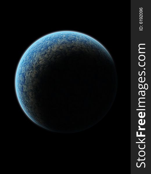 Blue planet illustration with black background