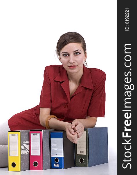 An woman sitting over registers