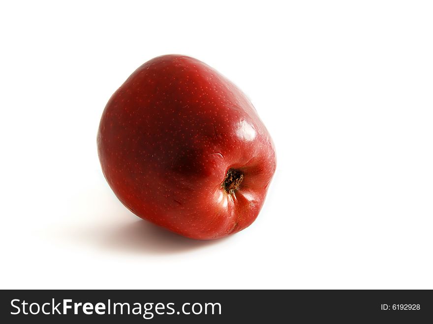 Red apple, is isolated on a white background.
