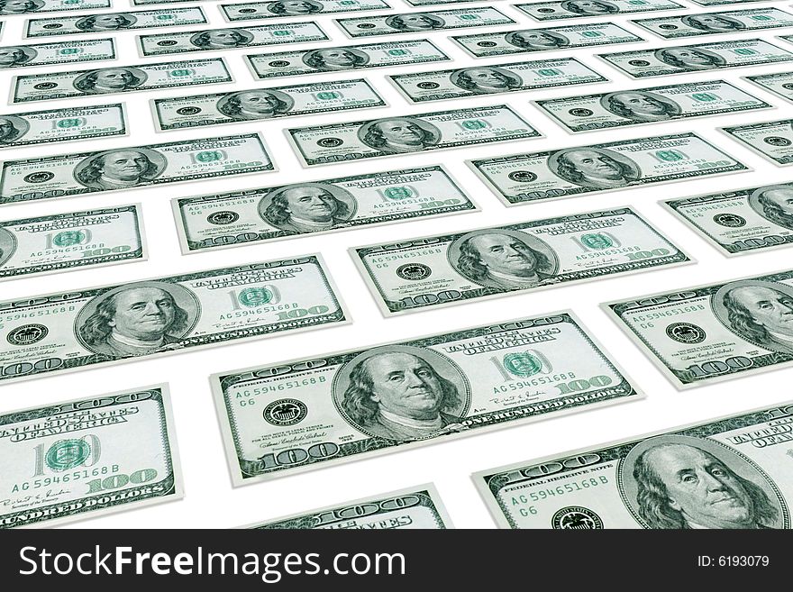 Set denominations of 100 dollars on a white background. Set denominations of 100 dollars on a white background.