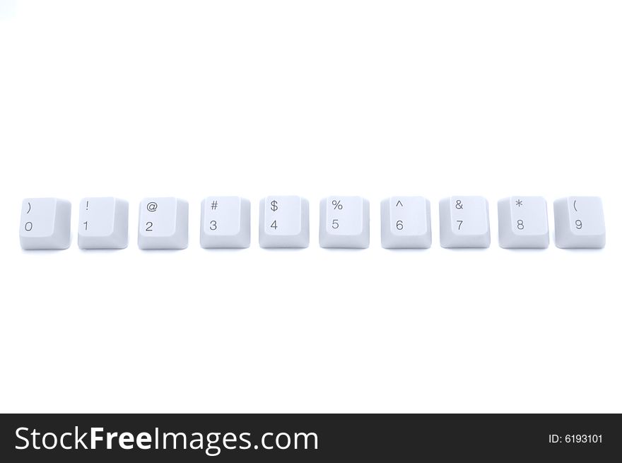 Chars and digits from 0 to 9 on computer keyboard buttons. Chars and digits from 0 to 9 on computer keyboard buttons