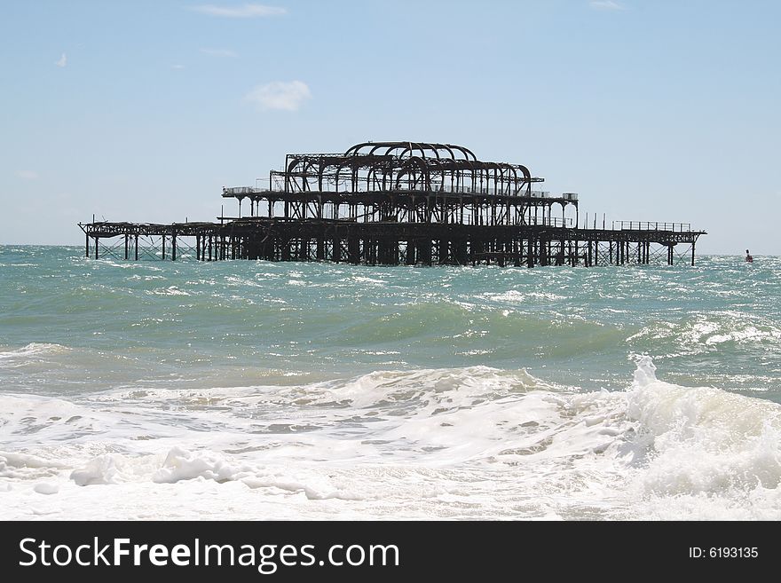 Image of Brighton's derelict West Pier, taken August 2008. Image of Brighton's derelict West Pier, taken August 2008