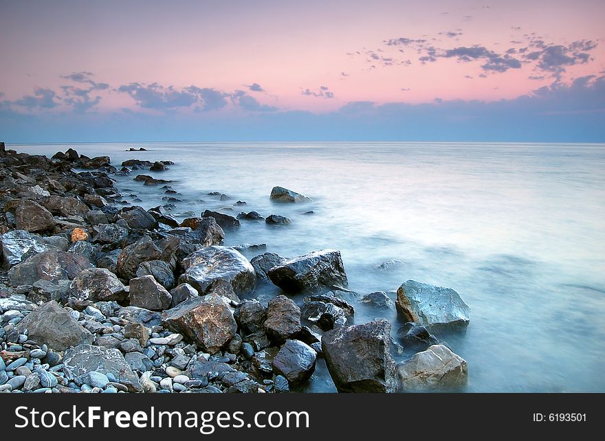 Evening palette on a coast of the black sea. Evening palette on a coast of the black sea