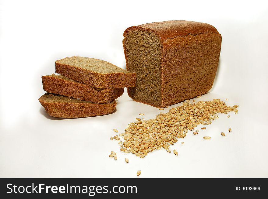 Bread and grain on a white background large. Bread and grain on a white background large