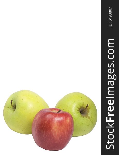 Nice fresh yellow and red apples isolated over white with clipping path and copy-paste space. Nice fresh yellow and red apples isolated over white with clipping path and copy-paste space
