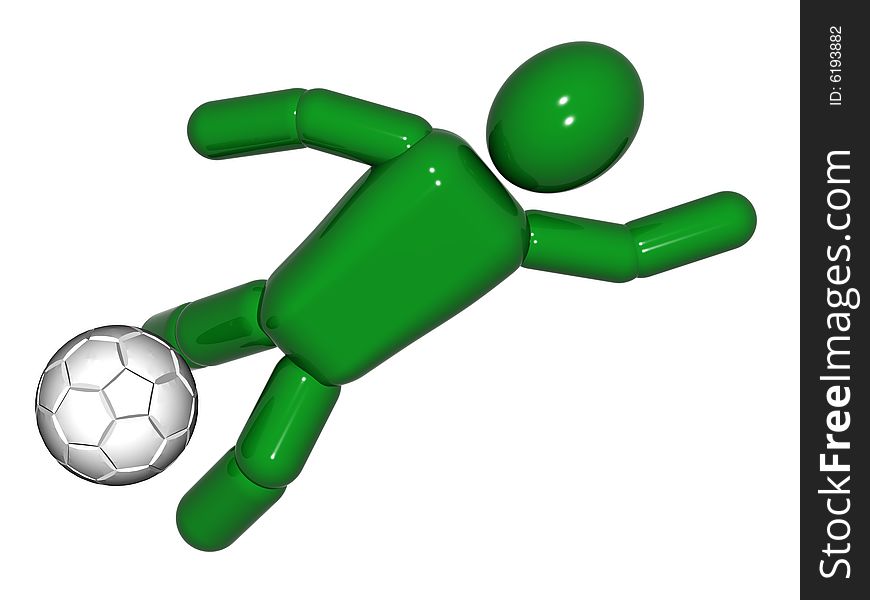 Soccer player hits the ball in jump