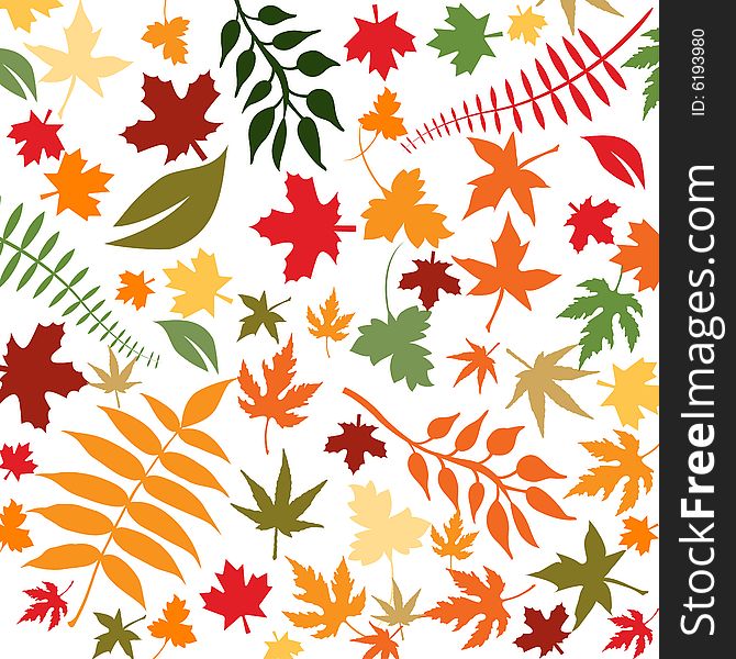 Abstract floral background with autumn leaves, vector illustration