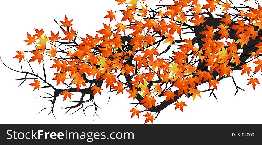 Abstract tree with autumn leaves  illustration