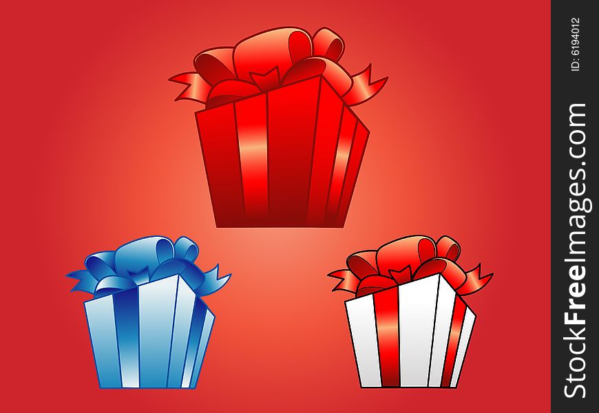 Gift boxes on red background  illustration