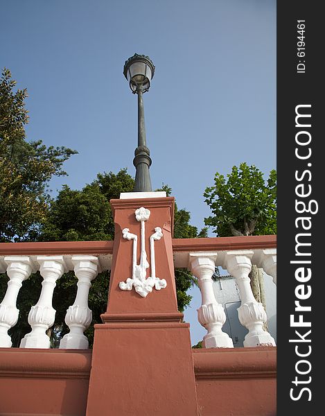 Street lamp on balustrade at icod city tenerife spain