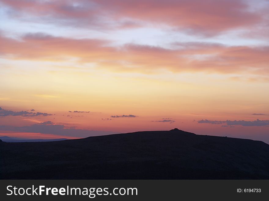 Summer on the South Ural.Iremel mountain at dawn. Summer on the South Ural.Iremel mountain at dawn.